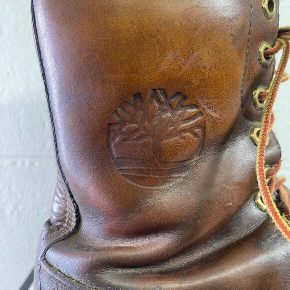 Vintage Timberland Ankle Work Boots Brown Leather Lace up Men's 10.5 Wide - Picture 12 of 14